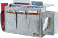 Bedside Caddy, Large Size Bedside Storage Organizer Bedside Organizer Caddy for Magazine Remotes Phone (13.4'' x 18.1'' Tissue box holder, Light Grey)