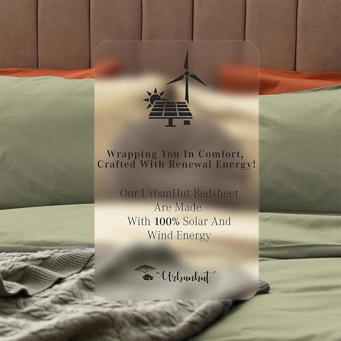 URBANHUT 800 Thread Count 100% Cotton Queen Size Sheets, Luxury 4 Piece Queen Bedsheets, Hotel Sheets Sateen Finish - Better Than Egyptian, 16" Elasticized Deep Pocket - Sage