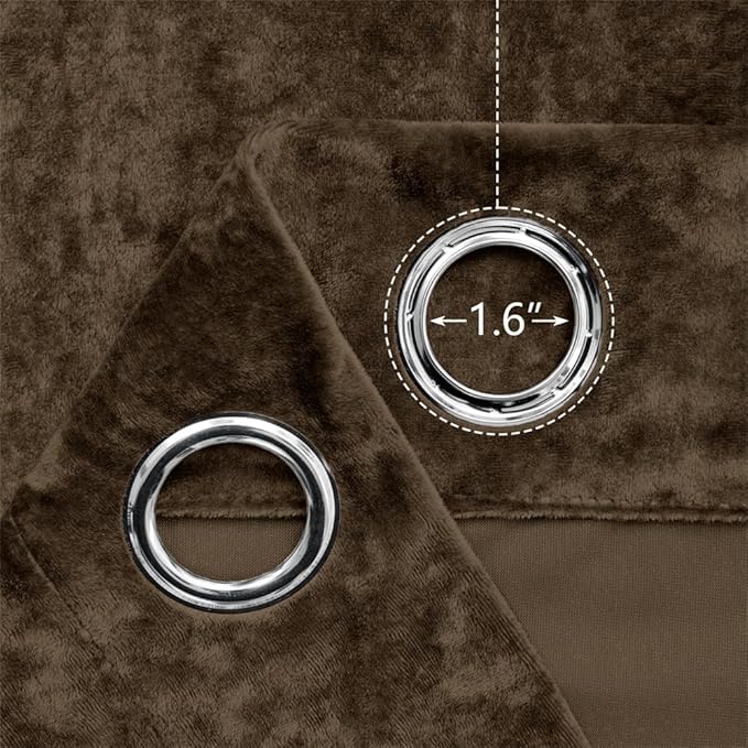 SMILETIME Chocolate Crushed Velvet Curtains 52x90 inch Luxurious Thermal Insulated Soundproof Drapes for Living Room Bedroom Office Soft and Durable Light-Filtering Window Treatments, 2 Panels