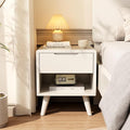 Solid Wood Nightstand White Night Stand with Drawers Mid Century Modern Nightstand with Storage,Wood Night Stand,Small Bedside Table for Bedroom,Living Room,Office,White Bedside Table