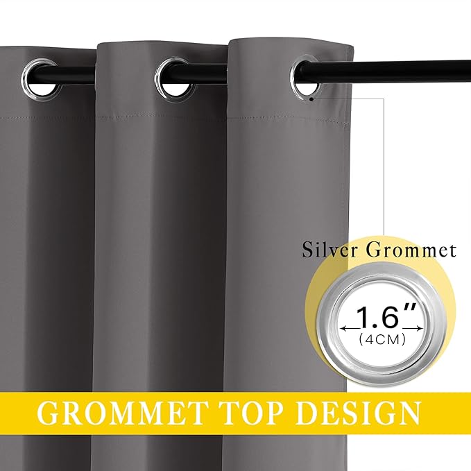 NICETOWN Patio Door Curtain 95 inch Length, Grommet Top Thermal Insulated Blackout Panels Curtain Drapes for Sliding Glass Door (Gray, 80" Wide, 1 Panel)