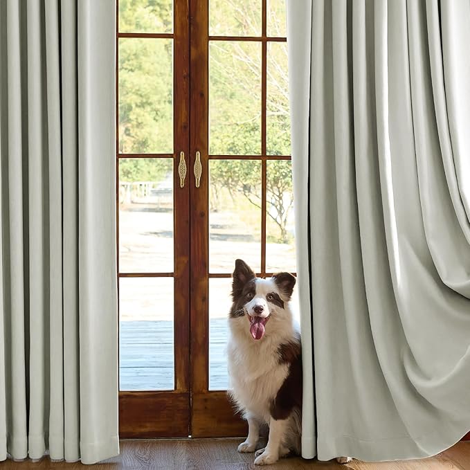 jinchan Chenille Blackout Curtains 84 Inches Long Light Grey Thermal Insulated Curtains for Bedroom Living Room 2 Panels Triple-Weave Noise Reducing Drapes Back Tab Privacy Window Curtains 50x84 Inch