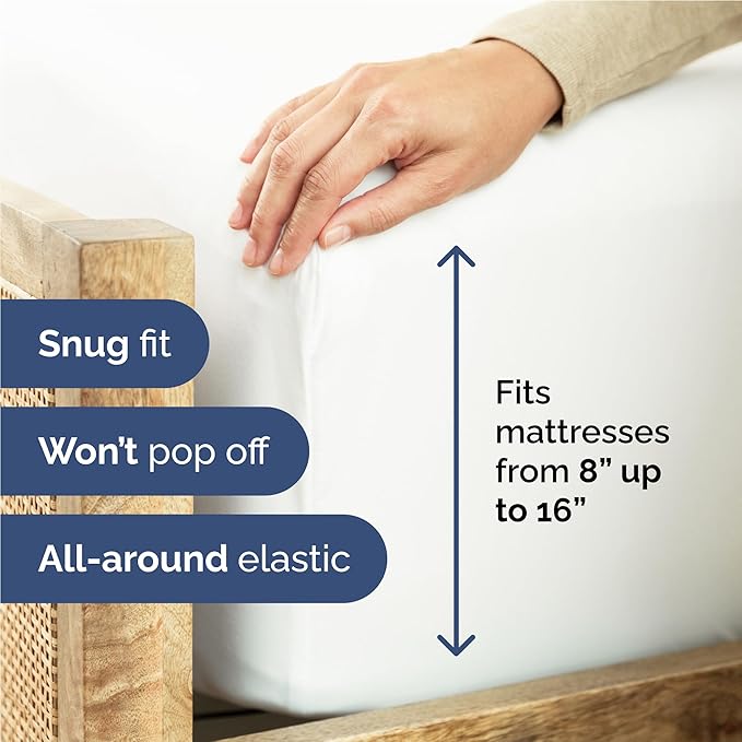 Twin XL 4 Piece Sheet Set - Cooling, Comfy & Breathable - Hotel Luxury Bedding, Includes Fitted Sheet for Women, Men, Kids and Teens - 1 Flat, 1 Fitted Sheet, 2 Pillowcases with Deep Pockets - White