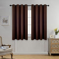 MIUCO Room Darkening Grommet Window Blackout Curtains Two Panels for Girls Bedroom 52x63 Inch Chocolate, Bonus 2 Tie Backs Included