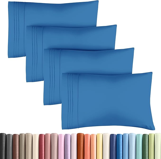 Queen Pillow Cases Set of 4 - Ultra Soft Hotel Quality Pillowcase Covers - Comfy, Cozy & Wrinkle Free - Shrink, Stain & Fade Resistant - Machine Washable Pillow Protectors - 4 Piece Set - Royal Blue