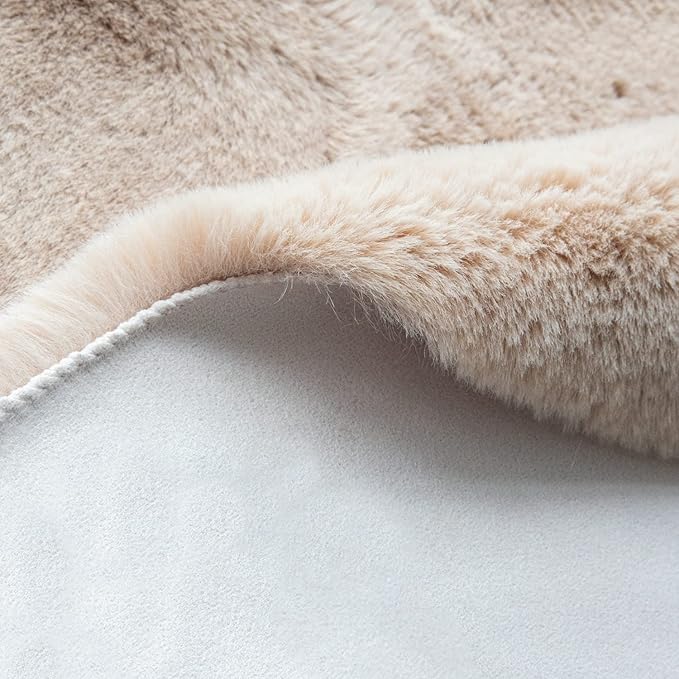 Shag Faux Bunny Washable Fluffy Fur Rug Runners for Hallways Camel Plush Area Rugs for Living Room Bedroom Faux Sheepskin Rug 2x6 Shaped Nursery Rugs
