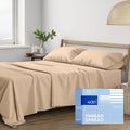 THREAD SPREAD 100% Cotton Queen Sheets Set - 400 Thread Count Queen Size Sheets (4 PC, Cocoa Taupe), 16" Deep Pocket All Around Elastic, Soft, Cooling, Durable & Breathable Sateen Weave Bed Sheet Set