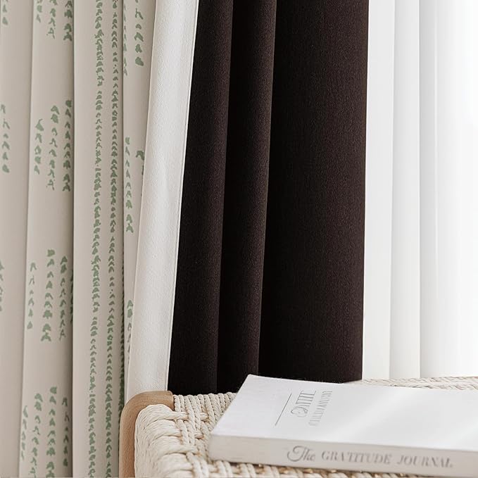 100% Boho Blackout Curtains 72 Inches Long for Bedroom, Green on Beige Patterned Bohemian Curtains for Living Room, Geometric Striped Thermal Insulated Window Drapes Gromment Top 2 Panels