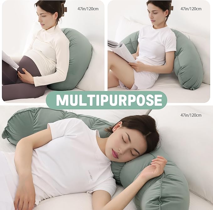 Peallow(Pat. Pend) – Long Round Body Pillow for Adults, Bolster Pillow for Sleeping, Soft and Supportive Pillow for Sleeping & Lumbar Support