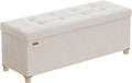 SONGMICS Storage Ottoman Bench, Folding Storage Chest, 15 x 43.3 x 15.7 Inches, Foot Rest Stool, 30 Gal. (112 L), Velvet Surface, for Bedroom, Entryway, Living Room, Cappuccino Beige ULSF0518W02