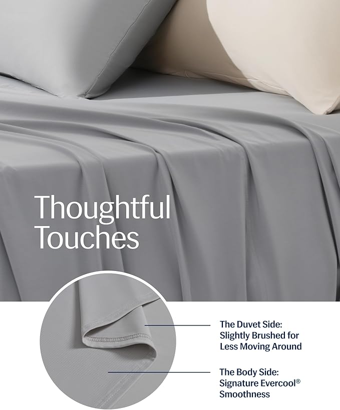 REST® Evercool®+ Top Sheet, Cali King/King Size, Light Gray, 104"X108" (1 Flat Sheet only)