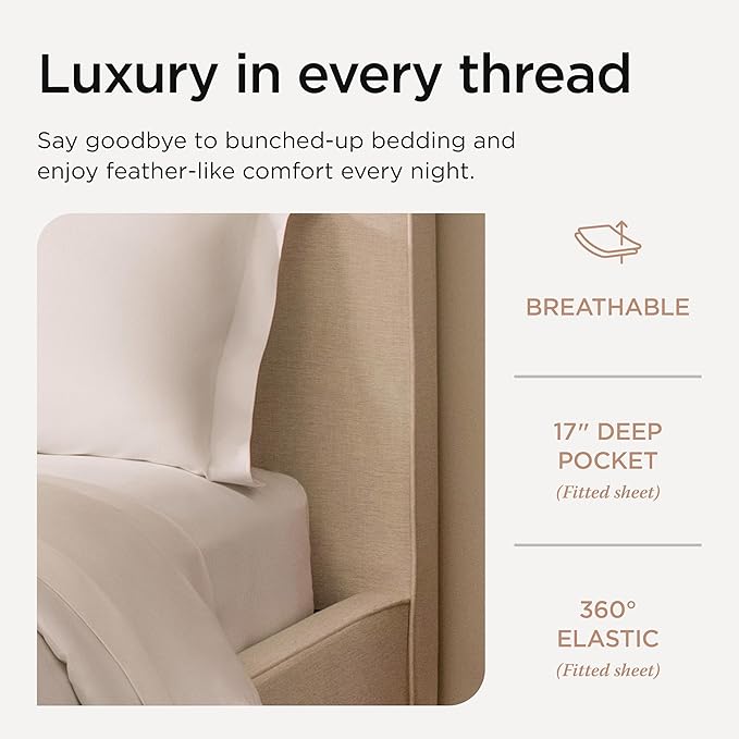 Threadmill Luxury Supima Cotton Sheets, Luxury 1200 Thread Count Soft 100% Cotton Sheets for Full Size Bed, 4 Pc White Bed Sheets Full Set, 5-Star Hotel Quality Deep Pocket Bed Sheets Set