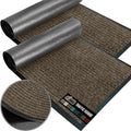 GORILLA GRIP Waterproof Traffic Guard Door Mat, 2 Pack Heavy Duty Entryway Mats, Strong Rubber Back Commercial Utility Rugs for Office Hallway, Garage Floor and Home, Low Profile Carpet, 35x23, Brown
