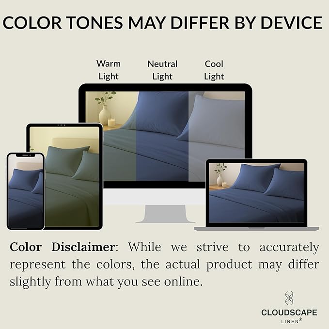 Cloud Scape Linen 100% Egyptian Cotton King Sheets Set – 400 Thread Count, 4-Piece Soft Hotel Quality Bedding Set,Deep Pockets up to 16”, Dark Denim