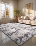 Ophanie Grey and White Area Rugs for Living Room 5x7, Fluffy Shag Large Fuzzy Plush Soft Carpets, Floor Shaggy Rugs for Bedroom, Carpet for Kids Boys Girls Dorm Nursery Home Decor Aesthetic