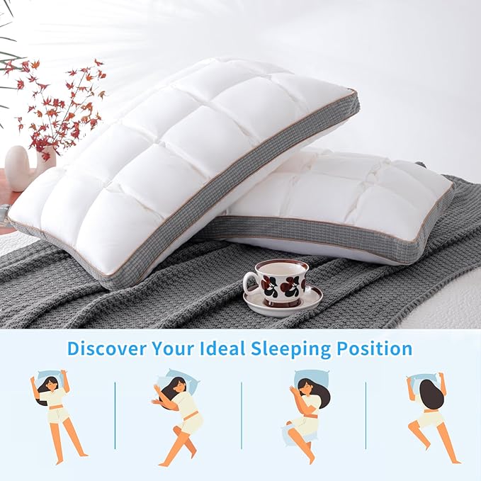 YOUR MOON Soft Pillow King Size of 2 for Sleeping, Super Soft Support Down Alternative Pillow, 100% Cotton Shell Luxury Comfy Fluffy Bed Pillows for Sleep(White)