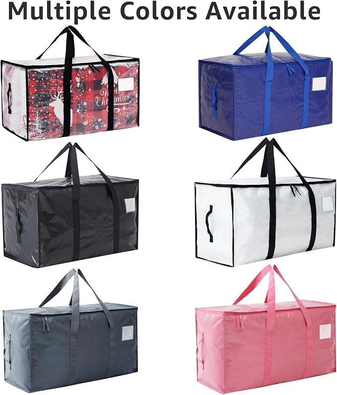 Moving Bags Heavy Duty Extra Large, Moving Boxes, Moving Supplies Essentials, Blue Storage Bins with Lids, Plastic Packing Totes, Storage Bags for Clothes with Handles & Zippers(Blue, 4 Pack)