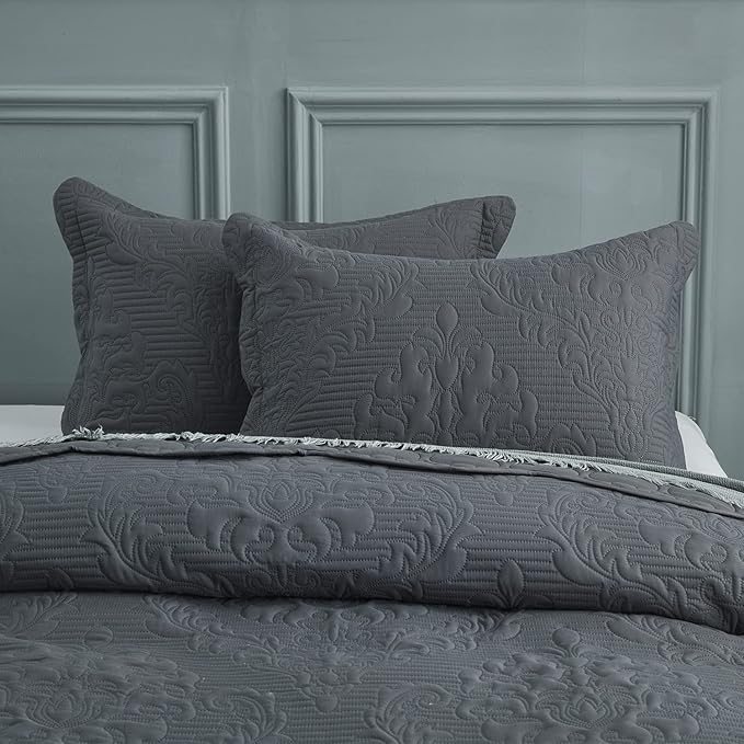 CHIXIN Microfiber Standard Pillow Shams Set of 2 - Decorative Pillow Covers - Dark Grey - Size (20" x 26")