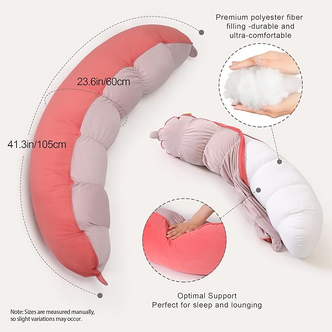 Peallow(Pat. Pend) – Long Round Body Pillow for Adults, Bolster Pillow for Sleeping, Soft and Supportive Pillow for Sleeping & Lumbar Support