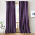 RYB HOME Purple Velvet Curtains 90 inches Length, Back Tab & Rod Pocket Soft Fabric Blackout Thermal Insulated Curtains & Drapes for Bedroom Dining Room, Purple, W 52 x L 90, 2 Panels Set