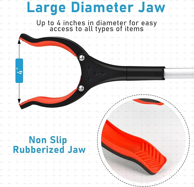 Grabber Reacher Tool, 32" Grabbers for Elderly, Lightweight Extra Long Handy Trash Claw Grabber, Mobility Aid Reaching Assist Tool for Trash Pick Up, Nabber, Litter Picker, Arm Extension (Orange3)