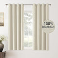 ChrisDowa 100% Blackout Birch Solid Curtains 63 Inches Long 2 Panels for Bedroom Living Room,Farmhouse Room Darkening Thermal Insulated Soundproof Grommet Top Window Treatment Drapes,52x63