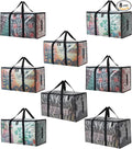 Heavy Duty 93L (24.5 Gallon) Stackable Storage Bins with Fully Openable Lids,Moving Bags Heavy Duty, Clear Plastic Totes for Moving Storage, Home Organization, Christmas Decorations 8 pack