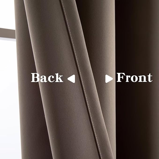 Blackout Curtains 90 Inches Long 2 Panels Set, Khaki Curtains Thermal Insulated Room Darkening Drapes for Bedroom, Rod Pocket Light Blocking Drapes Living Room Windows(52W × 90L, Khaki)
