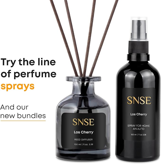 SNSE Los Cherry Perfumed Reed Diffuser Set - Premium Reed Diffusers for Home with Diffuser Reeds, Luxurious Gift Aroma, Sophisticated Scent, Ideal for Relaxation, Elegant Home Fragrance