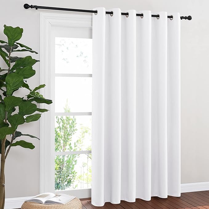 NICETOWN Blackout Curtains & Drapes - Privacy Thermal Efficiency Backdrop Curtains for Bedroom Room Divider Living Room Patio Sliding Glass Door, Wide 80 x Long 144 inch, White, 1 Panel