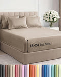 Extra Deep King Sheet Set - 6 Piece Breathable and Cooling Sheets - Hotel Luxury Bed Sheets Set - Easy Fit - Soft, Wrinkle Free and Comfy Sheets Set - Heathered Beige Sheet Set with Extra Deep Pockets