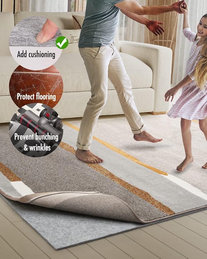 Resare Non Slip Rug Pad Gripper - 2x7 Feet 1/4" Extra Thick Felt Under Rug for Runner Rugs and Hardwood Floors,Super Cushioned Non Skid Carpet Padding