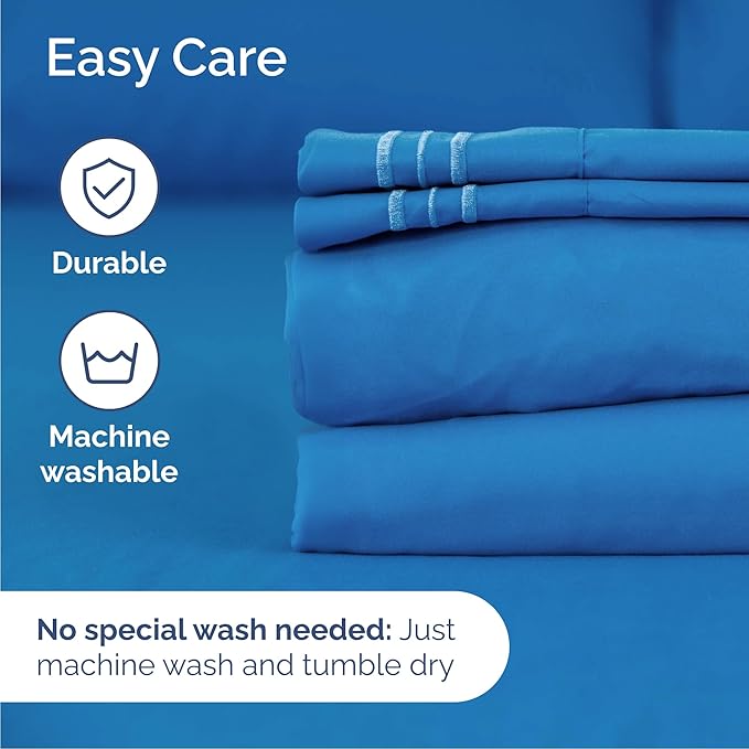 Cal King Size 4 Piece Sheet Set - Comfy Breathable & Cooling Bed Sheets Set - Hotel Luxury Bedding for Women, Men, Kids, Teens, Boys & Girls - Deep Pockets, Soft, Wrinkle Free - Oeko-Tex - Royal Blue