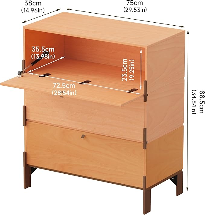 Stackable 3 Drawers Dresser, Customizable Chest of Drawers for Bedroom, Living Room, Closet, Easy Assembly Wood Furnitures Cabinet, 30 inch Width Beech and Basswood Color Combo