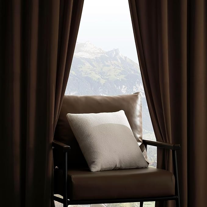 Joydeco Camel Brown Velvet Curtains 90 inch Length 2 Panels, Luxury Blackout Rod Pocket Thermal Insulated Window Curtains, Super Soft Room Darkening Drapes for Living Room Bedroom,W52 x L90 inches