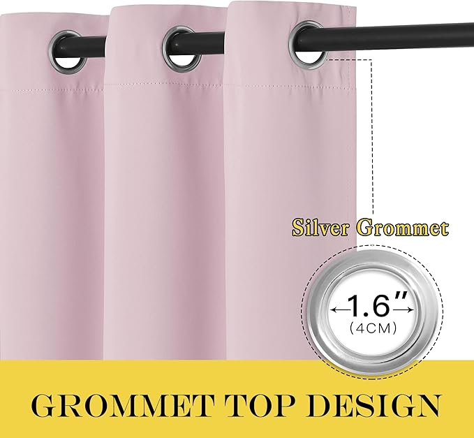 NICETOWN Blackout Patio Curtains 100 x 95 Inches Long for Sliding Door Extral Wide Blackout Curtain Panels Thermal Insulated Room Divider - Grommet Top, 100" W x 95" L, 1 Panel, Baby Pink
