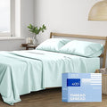 THREAD SPREAD 100% Cotton Queen Sheets Set - 400 Thread Count Queen Size Sheets (4 PC, Sea Foam), 16" Deep Pocket All Around Elastic, Soft, Cooling, Durable & Breathable Sateen Weave Bed Sheet Set