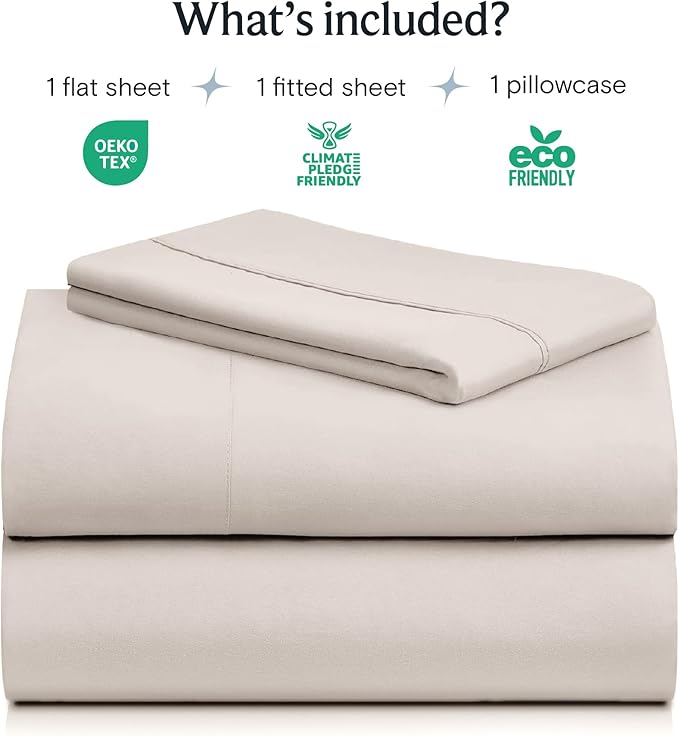 LuxClub 3 PC Twin XL Sheet Set, Deep Pockets Wrinkle Free Cooling Bed Sheets Hotel Bedding for Women, Men, Kids & Teens, Includes 1 Fitted Sheet, 1 Flat Sheet and 1 Pillowcase-Silky Soft Linen