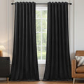 AUSSPVOCT Black Velvet Blackout Curtains 84 Inches for Bedroom, Room Darkening Drapes Super Soft Elegant Thermal Insulated Soundproof Curtain for Living Room, Back Tab Rod Pocket, W52 x L84, 2 Panels
