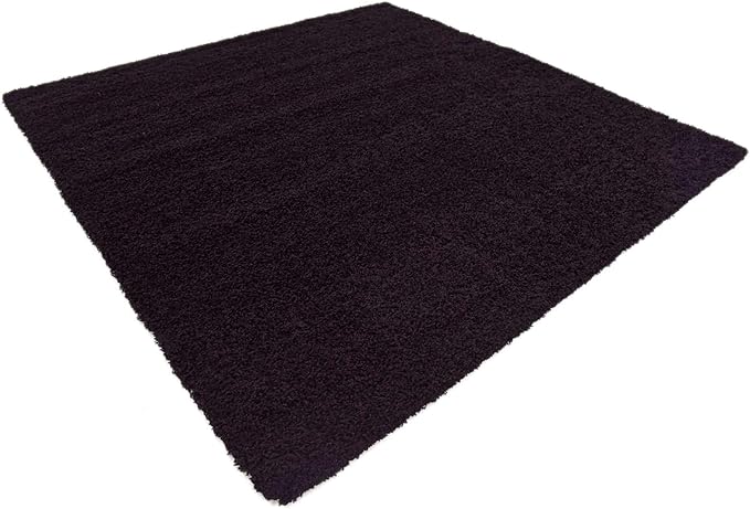 Unique Loom Solid Shag Collection Area Rug (8' Square, Jet Black)