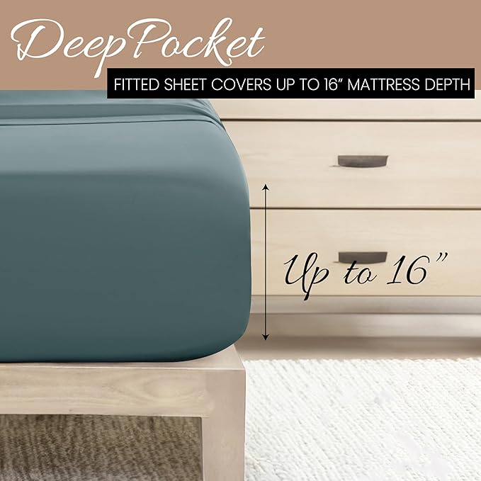 Linen Market Bed Sheets for Twin Size Bed (Ocean) - Sleep Better Than Ever with These Soft and Cooling Twin Sheets - Deep Pocket Fits 16" Thick Beds - 4 Piece Twin Sheet Set