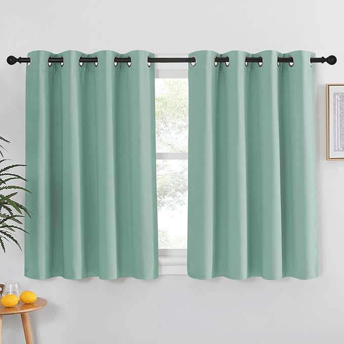 NICETOWN Aqua Blue Blackout Curtain for Living Room - Solid Thermal Insulated Grommet Blackout Panel/Drape for Bedroom Kitchen Window (1 Panel, 52 inches Wide by 54 inches Long)
