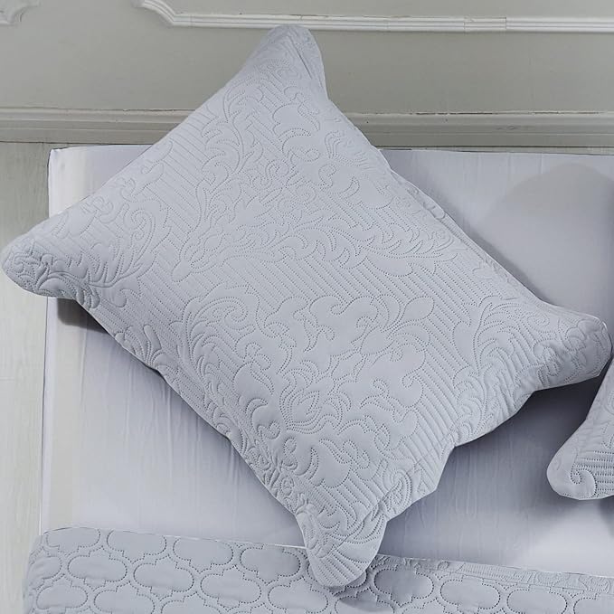 CHIXIN Microfiber Standard Pillow Shams Set of 2 - Decorative Pillow Covers - Light Grey - Size (20" x 26")
