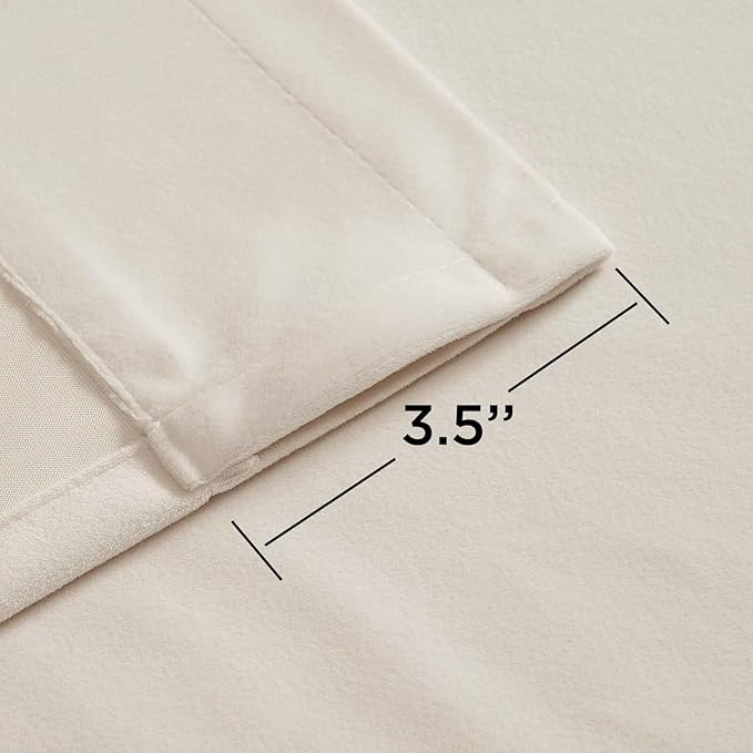 Joydeco Velvet Curtains White Blackout Curtains Thermal Insulated 120 inches Extra Long Window Curtains Soft Room Darkening Drapes for Bedroom Living Room Elegant Rod Pocket 2 Panels Cream White