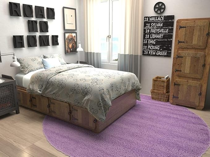 Unique Loom Solid Shag Collection Area Rug (8' Round, Lilac)