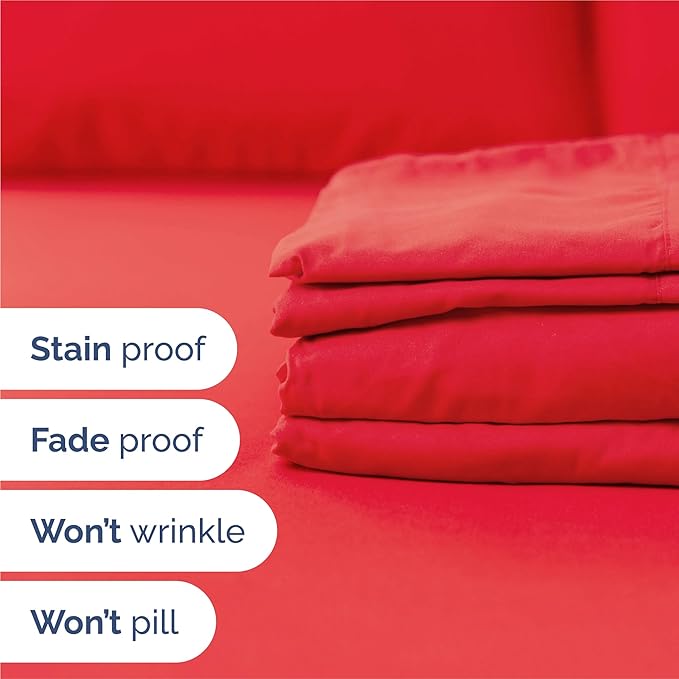 King 6 Piece Sheet Set - Cooling, Comfy & Breathable - Hotel Luxury Bedding - Includes Fitted Sheet for Women, Men, Kids and Teens - 1 Flat, 1 Fitted Sheet, 4 Pillowcases with Deep Pockets - Red