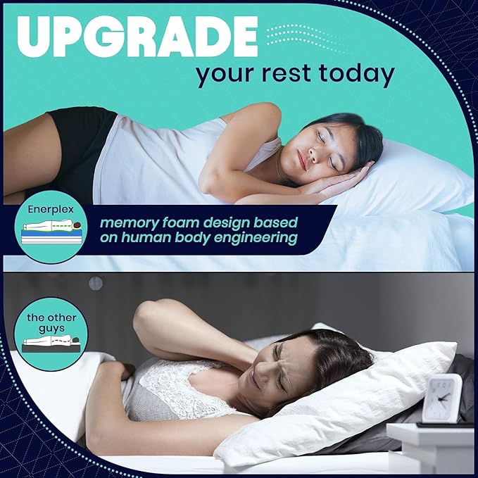 EnerPlex King Size Memory Foam Pillows - Pack of 2 - Adjustable Fill for Sleeping w/Extra Stuffing - CertiPUR-US Certified - Removable Viscose from Bamboo Cover - Machine Washable Firm Cushioning