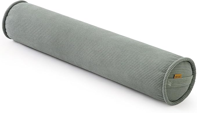 Long Pillow for Bed – Corduroy Round Bolster Pillow for Adults, Decorative Body Pillow for Sleeping or Sofa Support,47 x 7.87 Inches,Grey Green