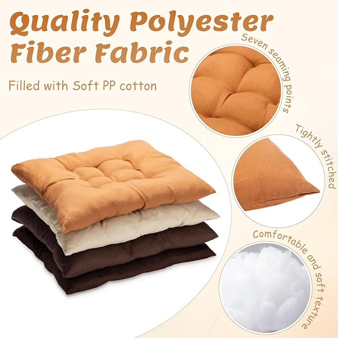 Geetery 12 Pcs Floor Pillows for Classroom Bulk Square Seating Cushions for Floor Chair School Kindergarten Reading Corner, 15.7'' Large Thick Meditation Cushions Yoga Nursery Daycare (Coffee Color)