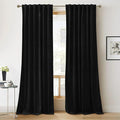 RYB Home Black Velvet Curtains 84 inches - Blackout Heavy Duty Curtains Soft Luxury Back Tap Window Covering Privacy Protection for Kids Room Bathroom Basement, Black, W52 x L84 inches, 2 Panels